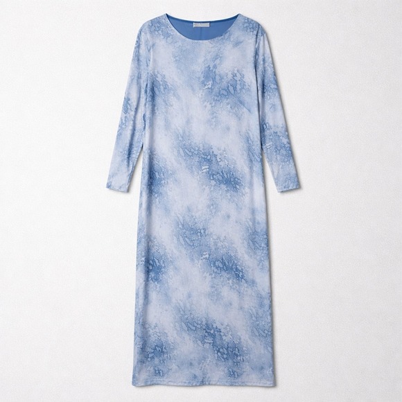 NWT Rita Ora x Primark Womens XL Blue Snakeskin Print Mesh Maxi Dress - Picture 2 of 8